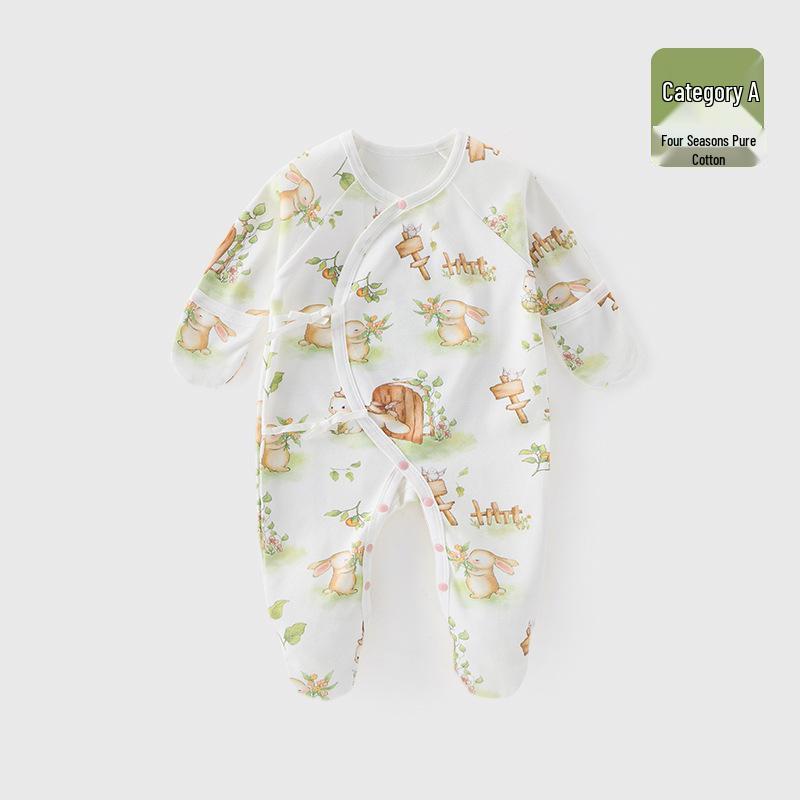 Baby Romper Pure Cotton A-Grade Crawling Suit with Hand & Foot Covers - Anti-Scratch Pajamas for Boys & Girls