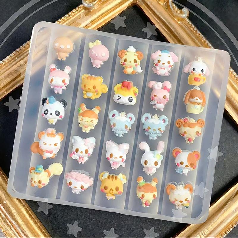 Nail Art Molds 3D Relief Silicone Cartoon Animal Rabbit Cat Dog Design Diy Nail Art Decorations Transparent Manicure Template