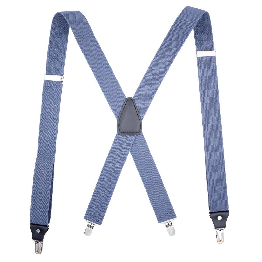Men Adjustable X-Back Suspenders Elastic 4 Strong Clips Heavy Duty Trouser Braces