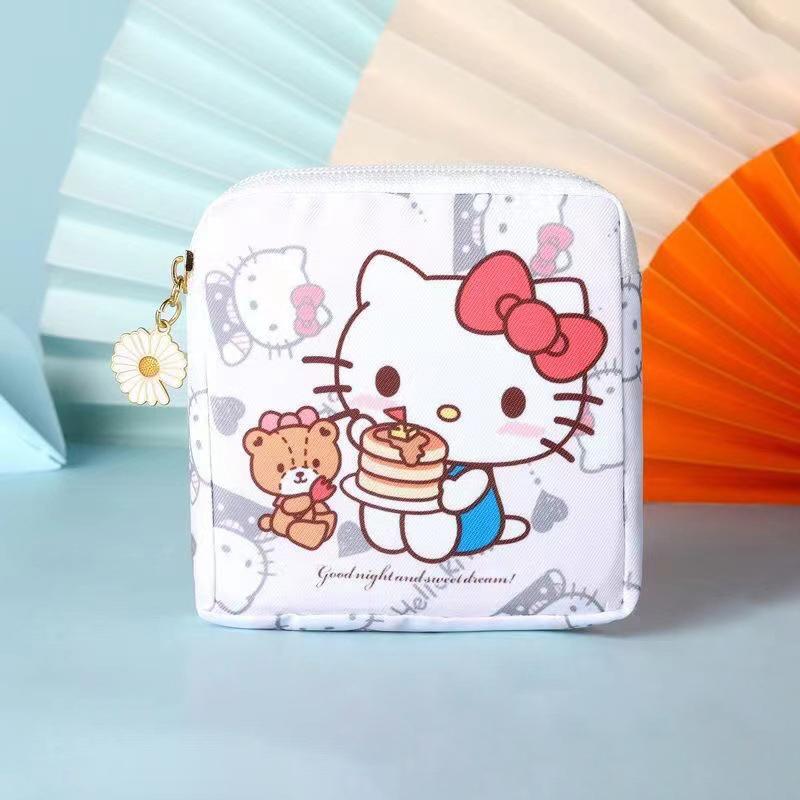 

Kawaii Hello Kitty Sanitary Napkin Storage Bag Cartoon Pochacco Travel Portable Makeup Bags Coin Purse Lipstick Earphone Bags