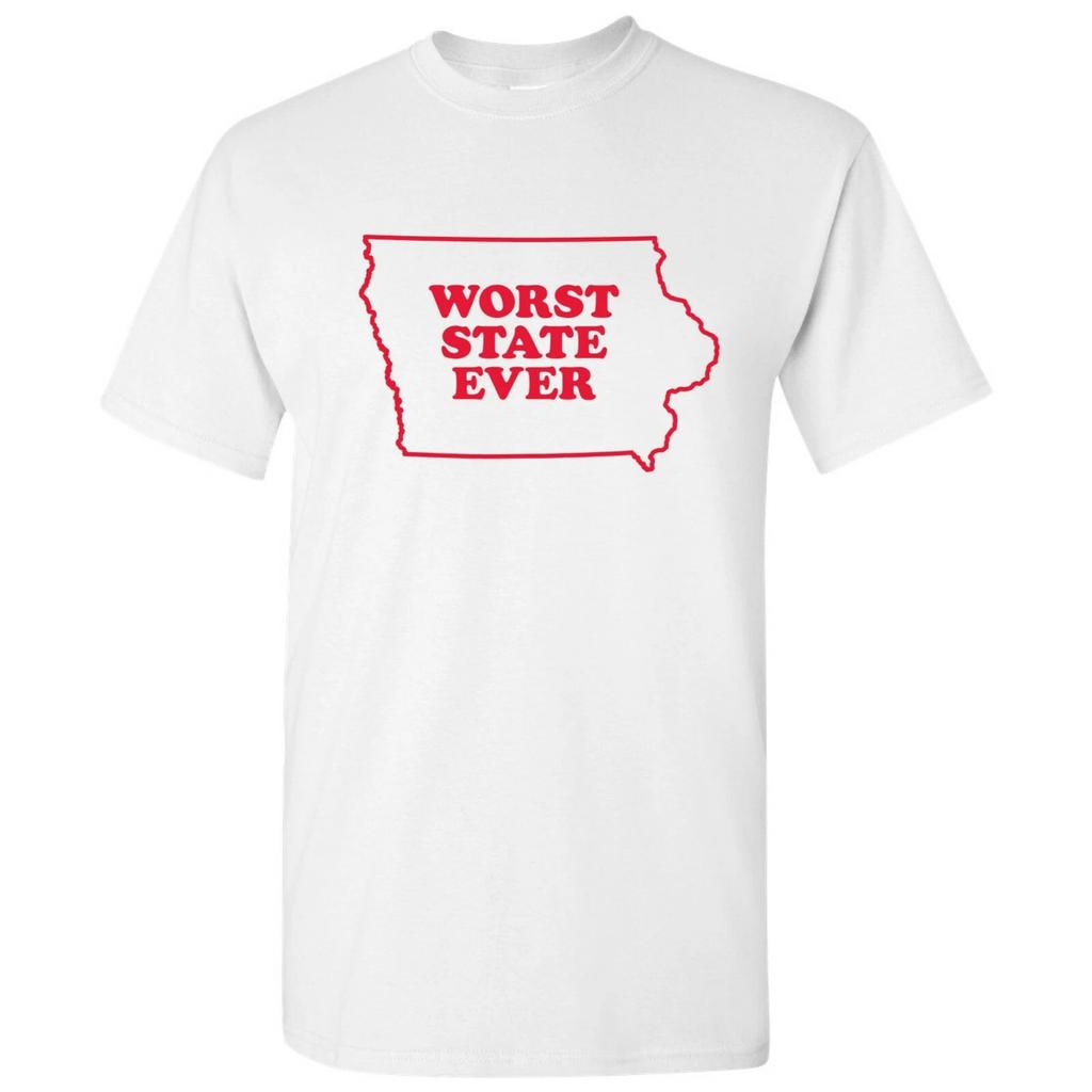 Iowa Worst State Ever Basic Cotton T-Shirt - White
