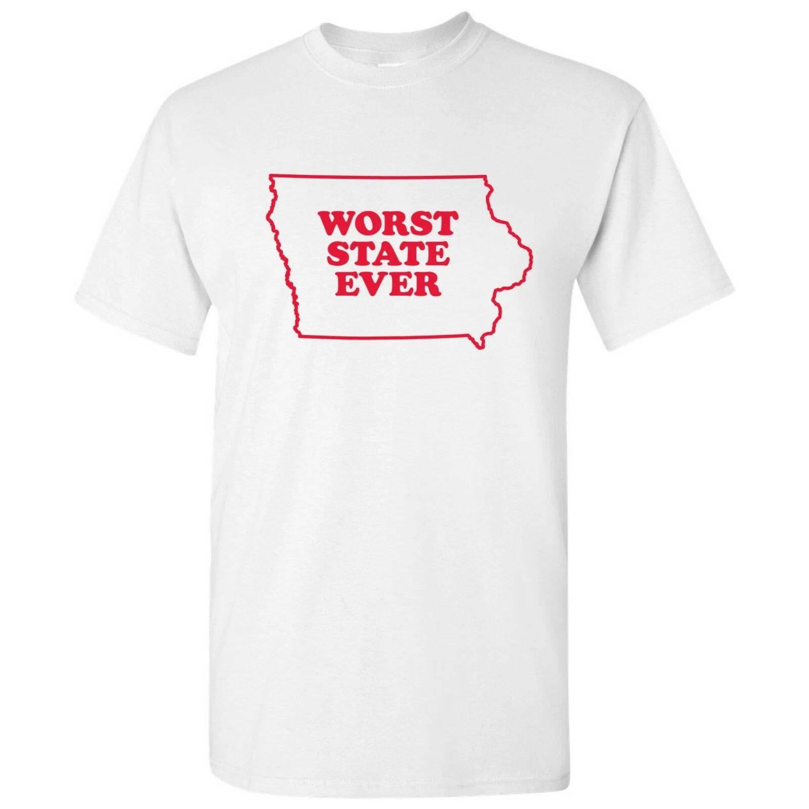 Iowa Worst State Ever Basic Cotton T-Shirt - White 4XL