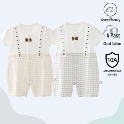Baby Summer Cotton Short-Sleeve Romper - Unisex Newborn Crawling Suit Pajamas