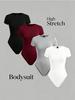 Fashion Instagram Style Slim Fit Body Suit Women's Short Sleeve Summer Basic Bodysuit Beach O Neck Stretchy Blouse Solid Color Skinny Casual Tee Top