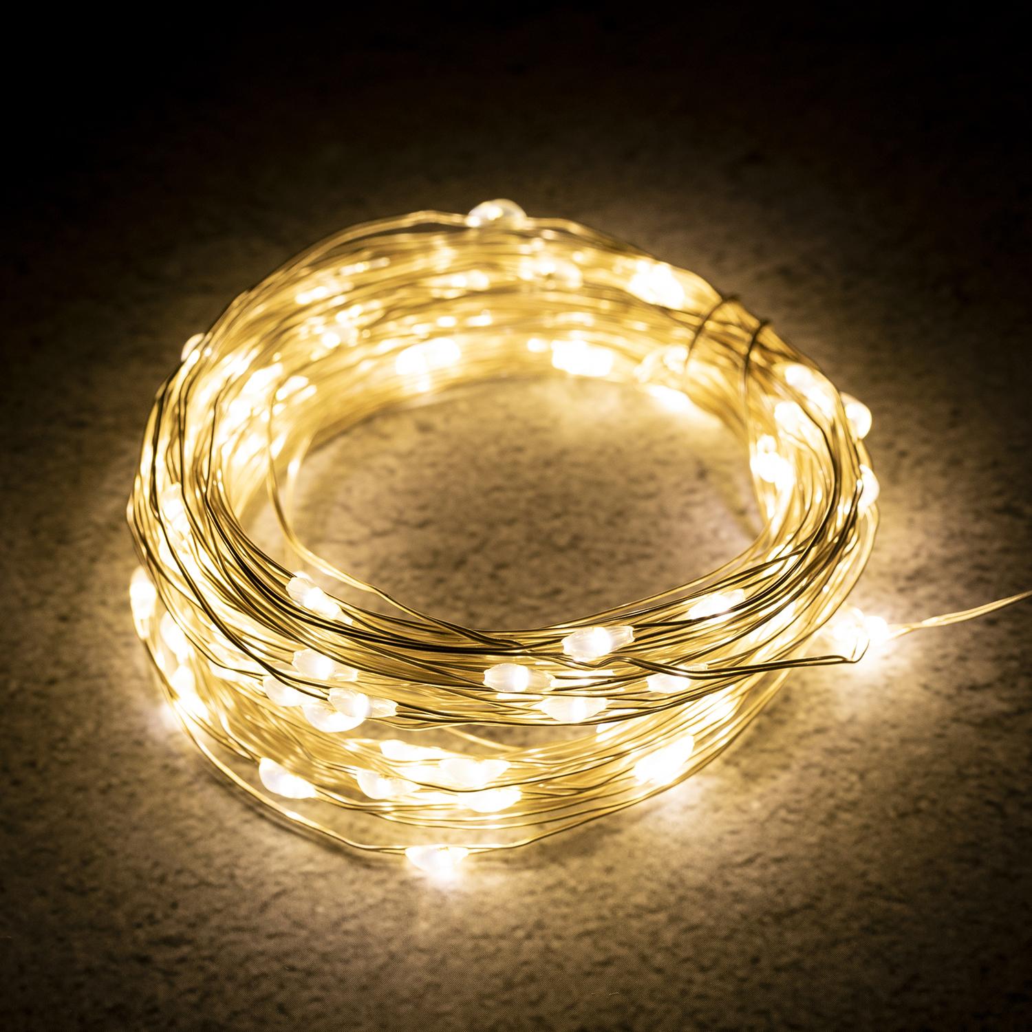 

DC 6V 10M/33FT 100LED Copper Wire Xmas Wedding Party String Fairy Light for Party/Garden/Indoor Decoration/Outdoor Decoration Warm White Light