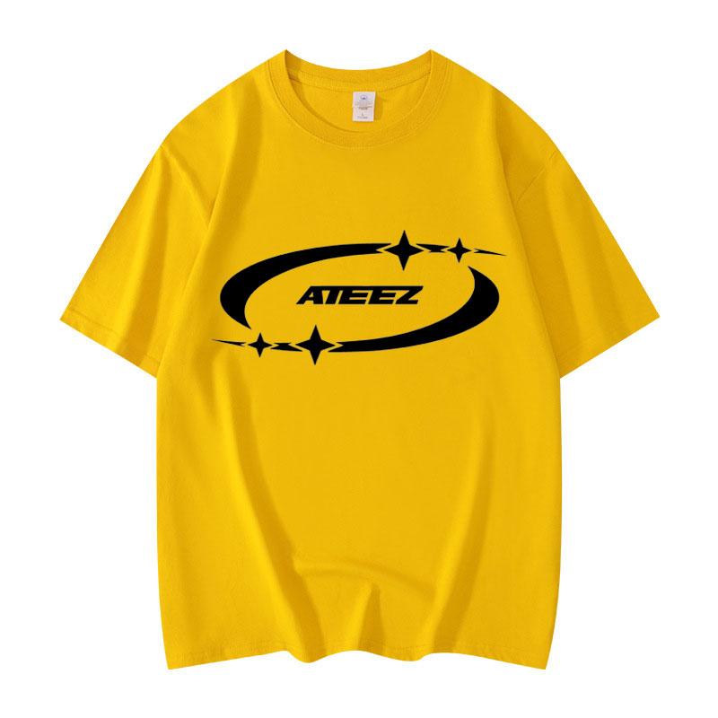 Kpop ATEEZ Tričko s potiskem loga Your Fantasy World Tour Krátký rukáv Pánské Dámské Ležérní Bavlněná Trička Streetwear