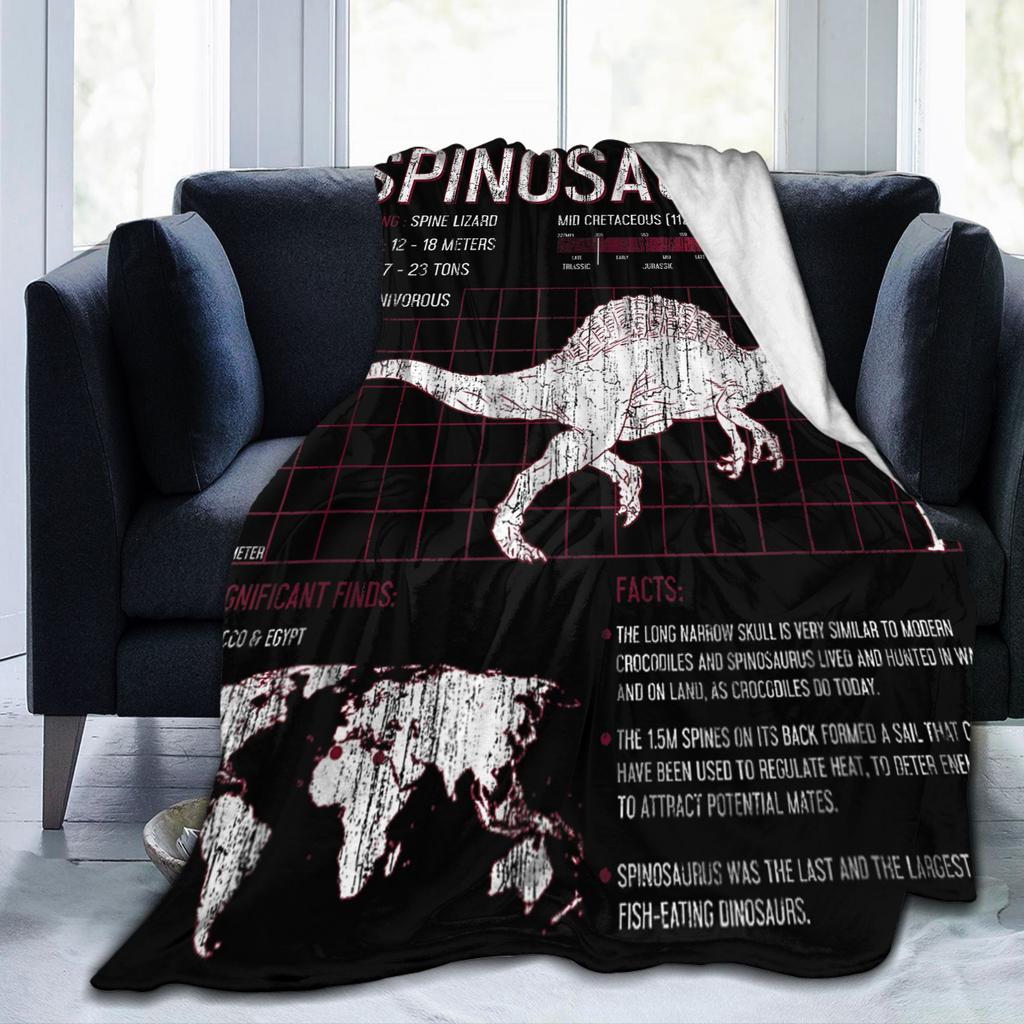 Jurassic Spinosaurus Dinosaur Facts World Flannel Blankets Science Funny Throw Blankets Sofa Couch 200x150cm Quilt Ultra-Soft