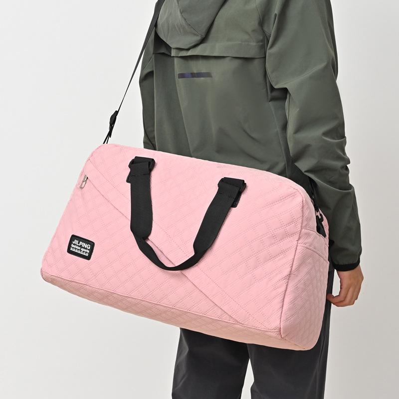 Women's Fashion Sports Bag Water-Repellent Yoga Bag Simple Diamond Camping Storage Bag Students' School Luggage Bag