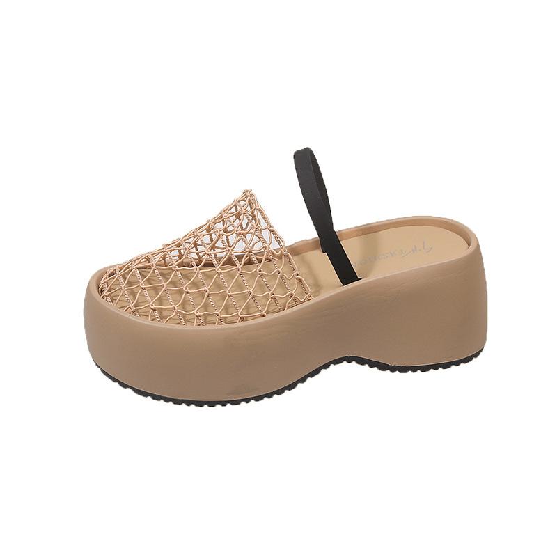 

Small mesh bag head slippers women s thick bottom 2025 summer new hollow niche breathable skirt cool slippers 40