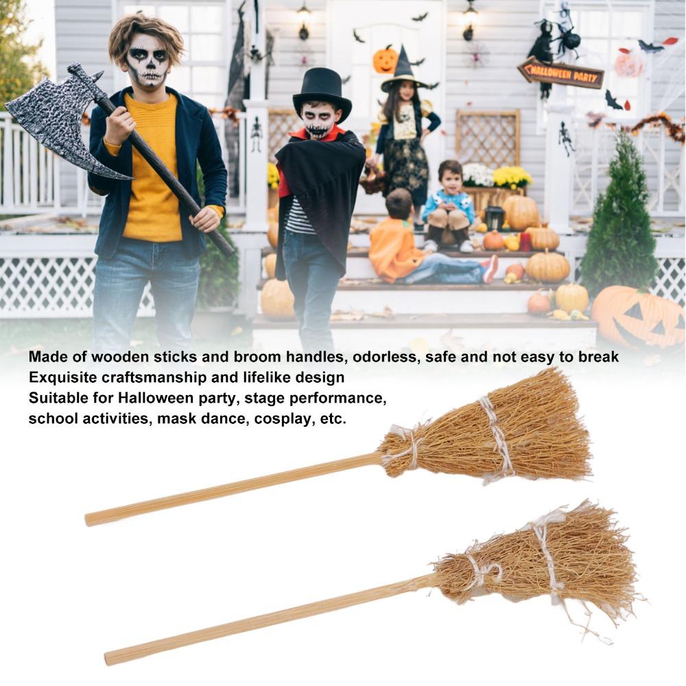 20pcs wooden Mini Witch Broom 5.5in yellow Halloween Witch Broom Mini Witch Brooms White Rope cosplay mini broom prop