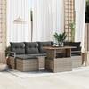 7-piece Garden Sofa Set with Cushions Grey Poly Rattan, 2-seater Garden Sofa with Cushions Grey Poly Rattan 3349733