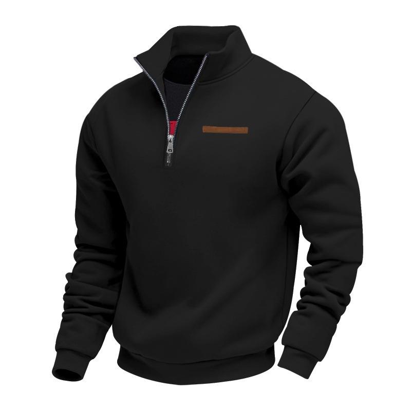 American Style Plus Size Short Sleeve Sweatshirt Fleece Half Zip Loose Stand Collar Solid Casual Pullover