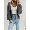 Women S Thick Knit Open Front Cardigan Long Sleeve Button Loose Short Coat