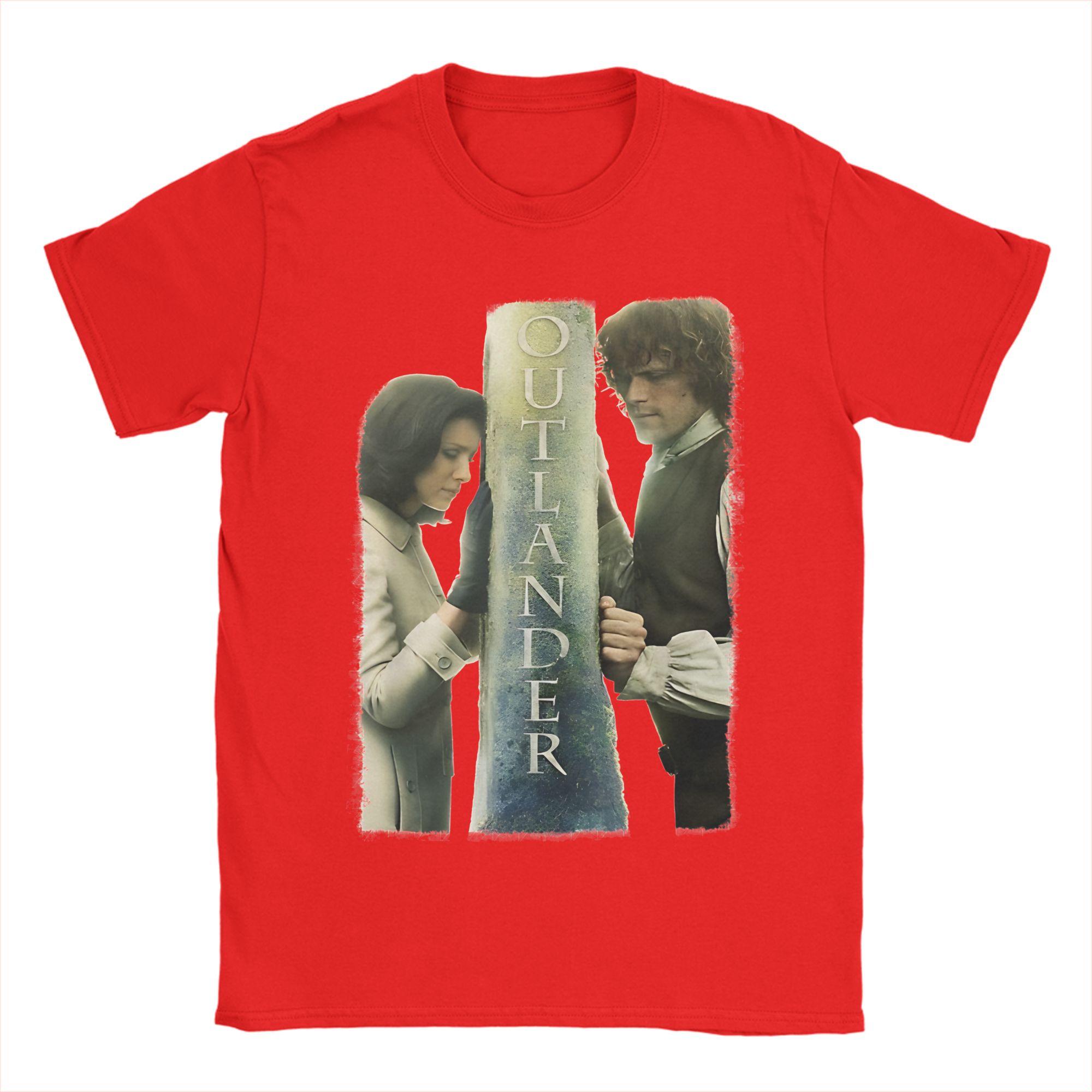 Mens TShirt Outlander Jamie and Claire Barrier Casual Cotton Tees Short Sleeve T Shirts Crew Neck Clothing Printed S