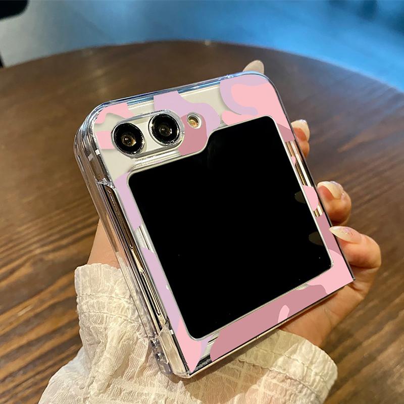 Cow Print Clear Hard PC Phone Case For Samsung Galaxy Z Flip5 Flip4 Flip3 Transparent Folding Back Cover For Samsung Z Flip 5 4