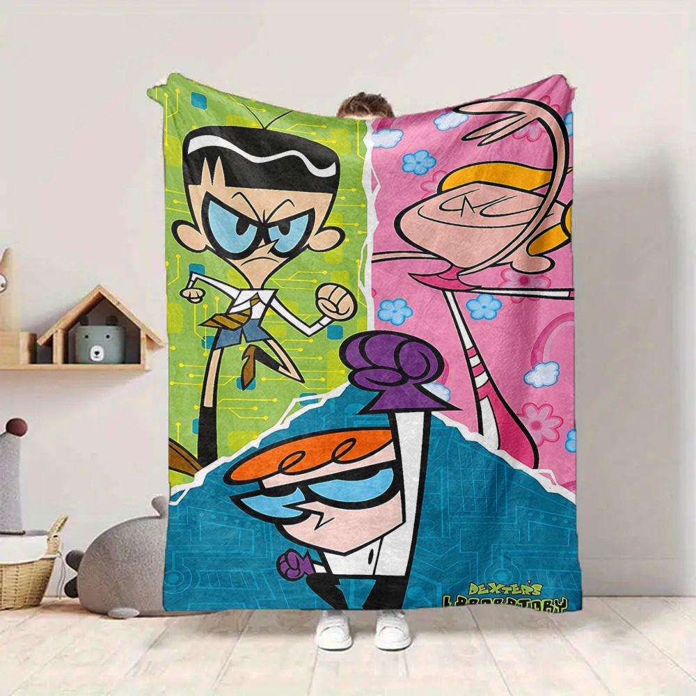 1pc Dexter's Laboratory Cozy Print Blanket Lightweight Warm Flannel Throw Blanket For Sofa, Bed, Living Room