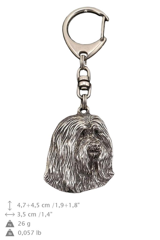 Bearded Collie, Highland Collie - Silver-plated key ring with a dog in a gift box, handbag decoration, backpack pendant by Art-Dog brand