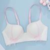Seamless Girly Bow Lace Gathered Bra with Thin Top and Thick Bottom Side Lift and Anti-sagging Bra