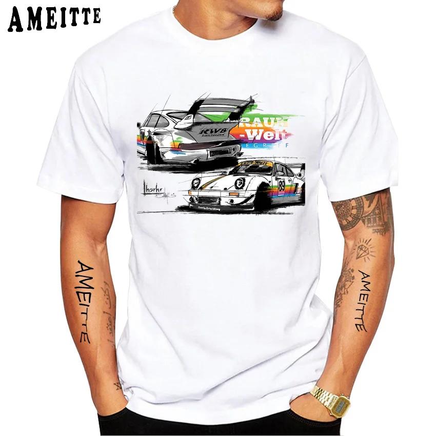 Neuestes Sommer Herren Kurzarm Boxter 986 Turbo Klassisches T-Shirt RWB 993 Legend Auto Design Weiß Lässig Jungen T-Shirts Hipster Coole Tops