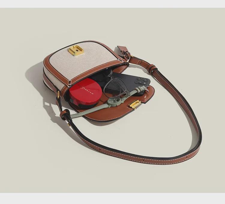 2025 Retro Contrast Color Woven Crossbody Saddle Bag - Versatile One-Shoulder Underarm Bag for Women