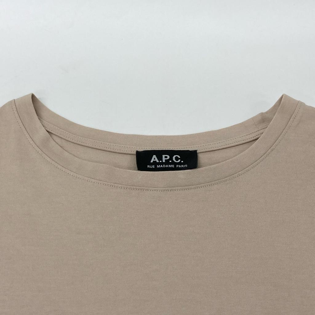 A.P.C. 25082-1-92707 Beige Embroidered Pocket T-Shirt Tops L beigeUsed