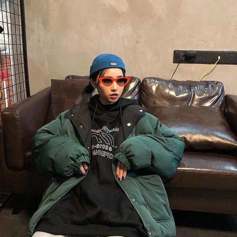 Winter Velvet Warm Loose Letter Print Solid Double-sided Coat Female Both Sides Wear Short Oversize Jackets Women Casual Bread Jacket