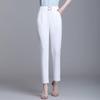 Damen Hose mit Taschen und Schärpen, modisch, hohe Taille, elastische Haremshose