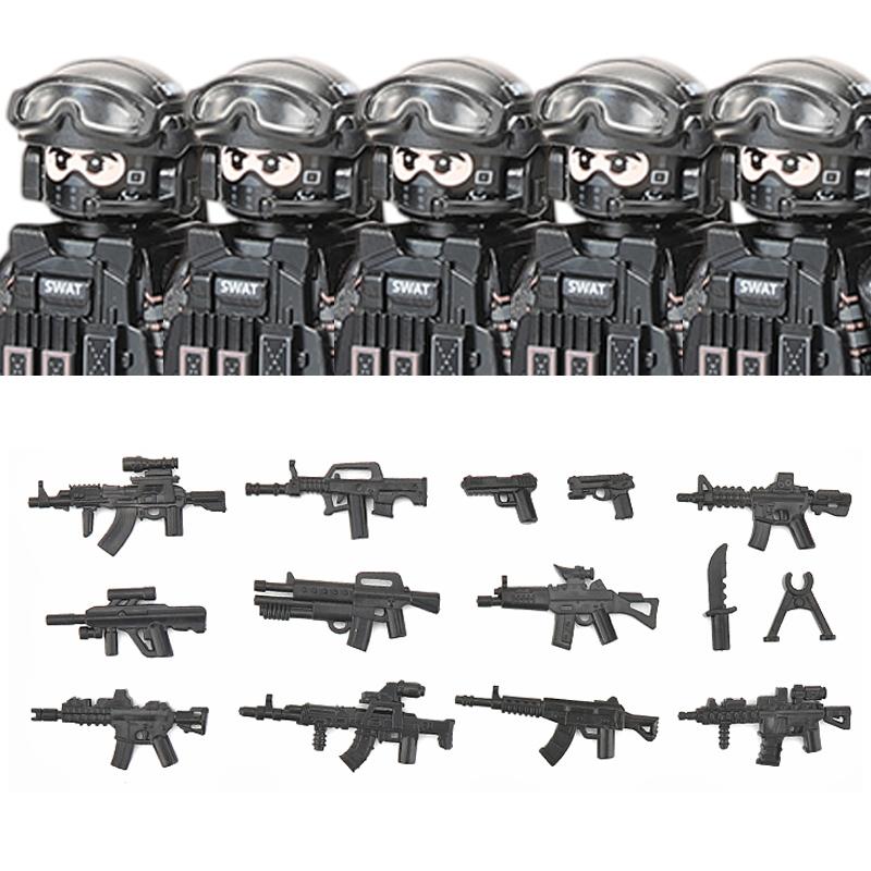 Polizia Cittadina Cina Forze Speciali Blocchi di Costruzione Soldato d'Assalto Figure SWAT Maschera Difesa Gas Armi Militari Mattoncini Giocattoli Bambini