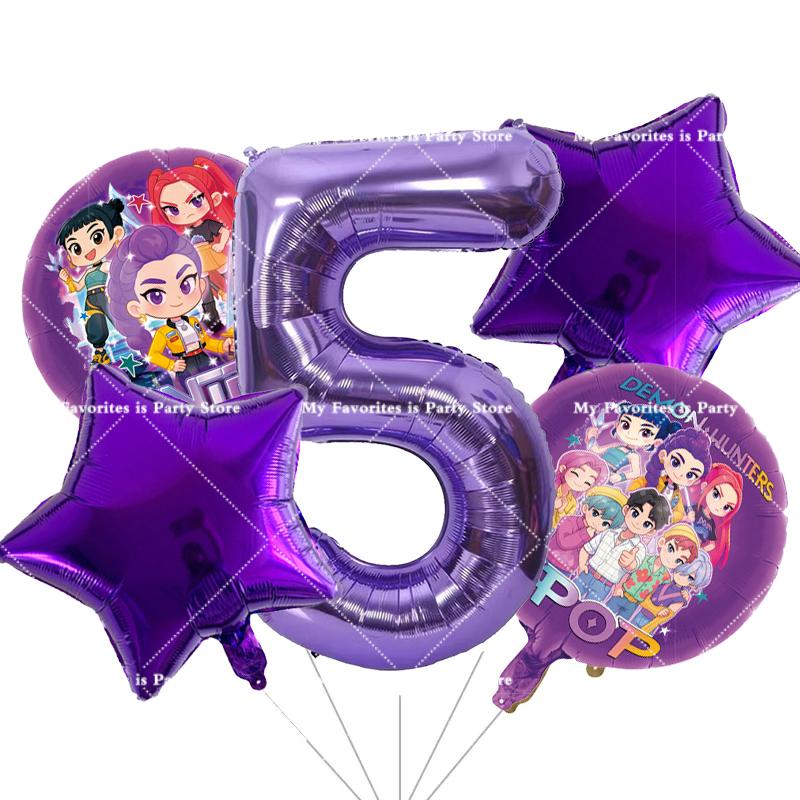 Kpop Demon Hunters Children Birthday Party Decoration Ball Number Digit 1-10 Balloon Set Baby Shower Supplies Gift Toy s Round Sensory Compression