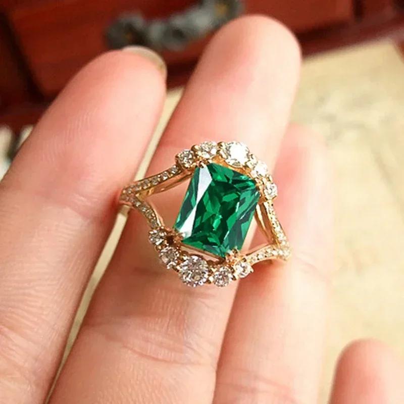 New Gorgeous Gold Green Cubic Zirconia Ring For Women'S Latest Design Wedding  Accessories Gift Party Fashion Jewelry