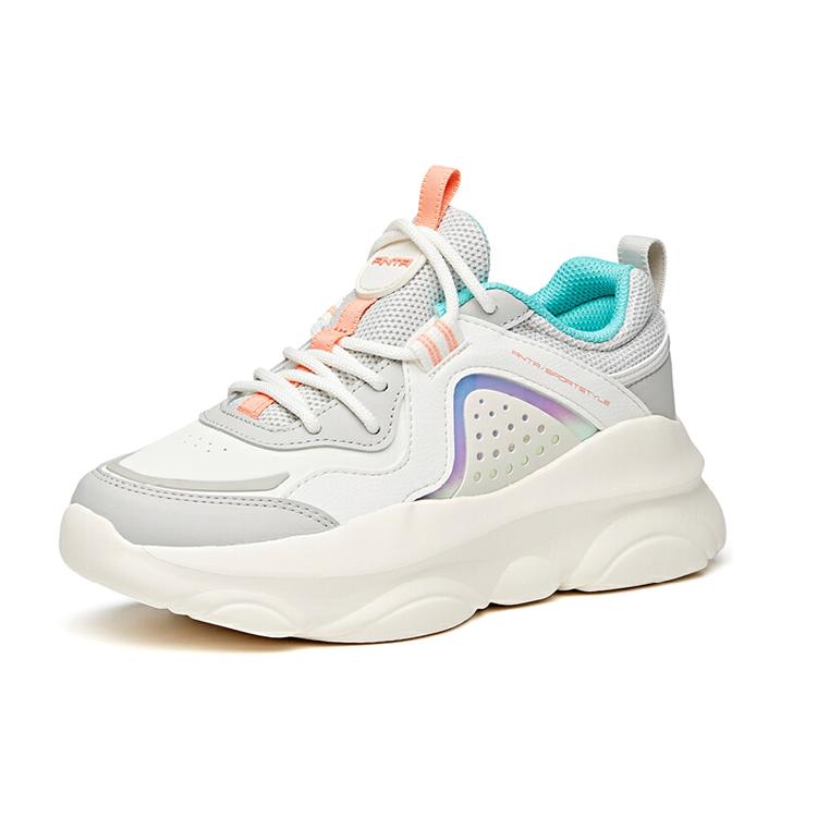 Anta Cushioning Slip Resistant Abrasion Resistant Low Top Sports Casual Shoes Women's Gray White 122018886-1