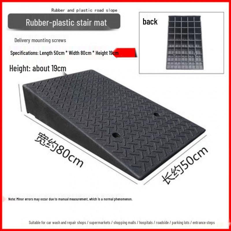 Rubber-Plastic Car Ramp: Slope Mat, Curb Edge, Uphill Climb, Triangle Speed Bump