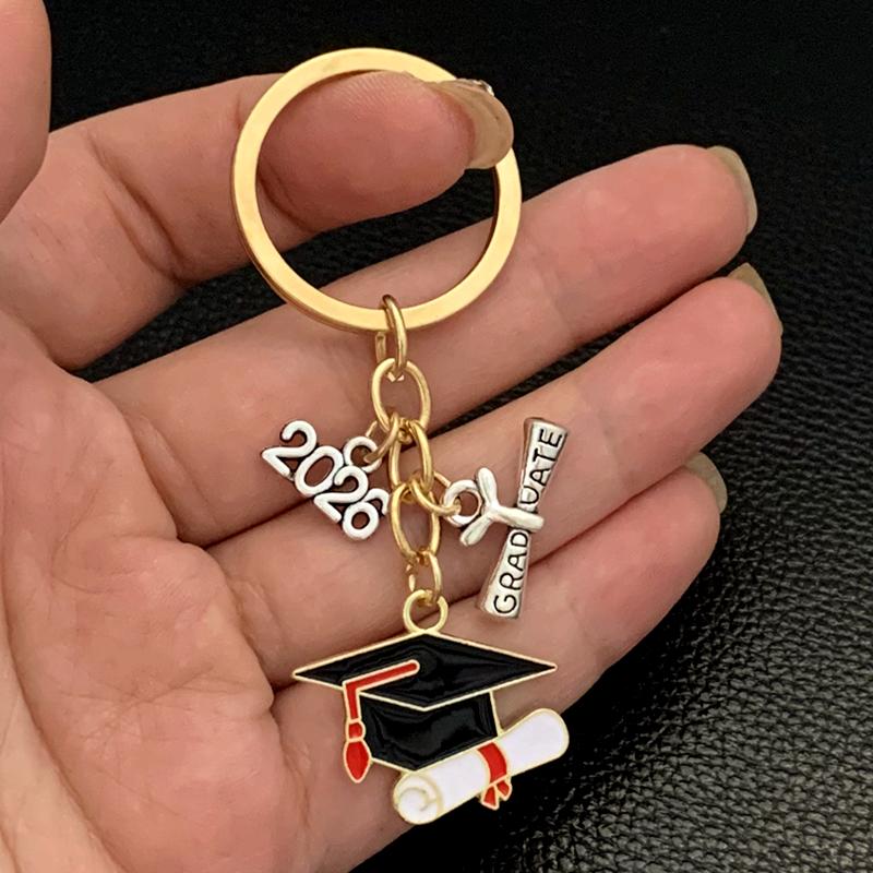 Graduation Gown Cap KeyChain Ring Student Women Jewelry Personalized Accessories Fashion Pendant Gifts Forever