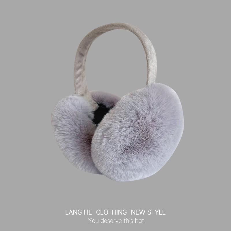 Pluszowe Ciepłe Nauszniki Damskie Słodkie Nauszniki Zimowa Ochrona Uszu Zimoodporne Zimowe Jednokolorowe Ocieplacze na Uszy Składane Jesienno-Zimowa Torba na Uszy Duże