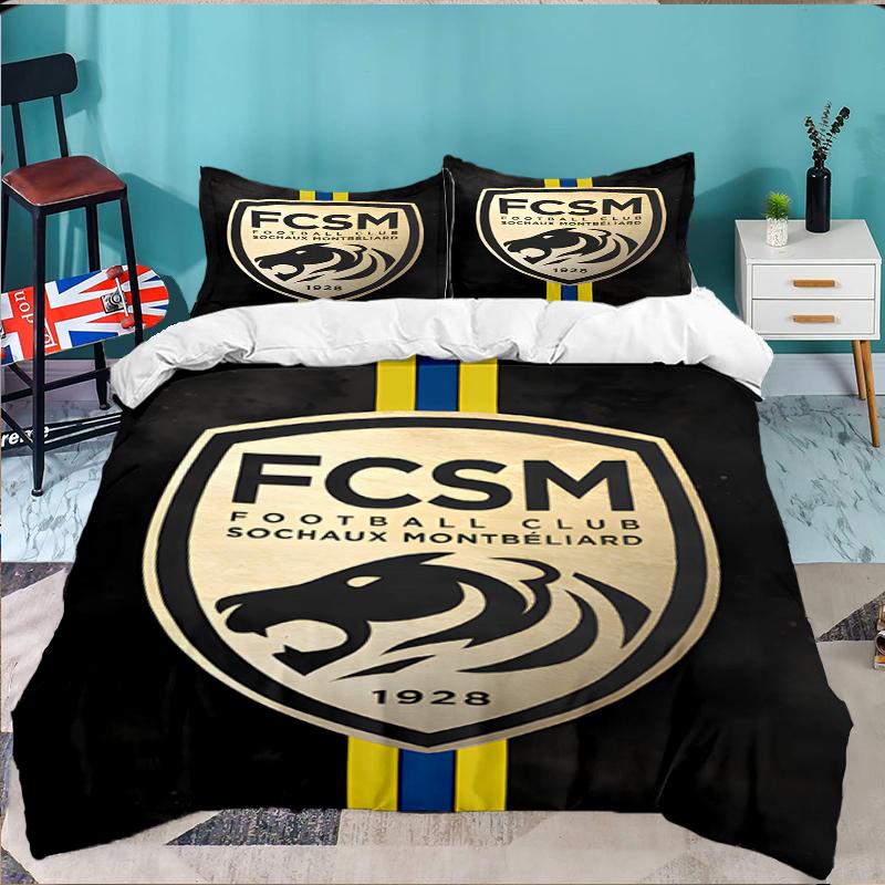3PCS Fcsm Football Club Emblem Bedding set,Ideal for1pc Duvet Cover And 2pcs Pillowcases Perfect for Christmas gift,Ideal for Bedroom, Dormitory
