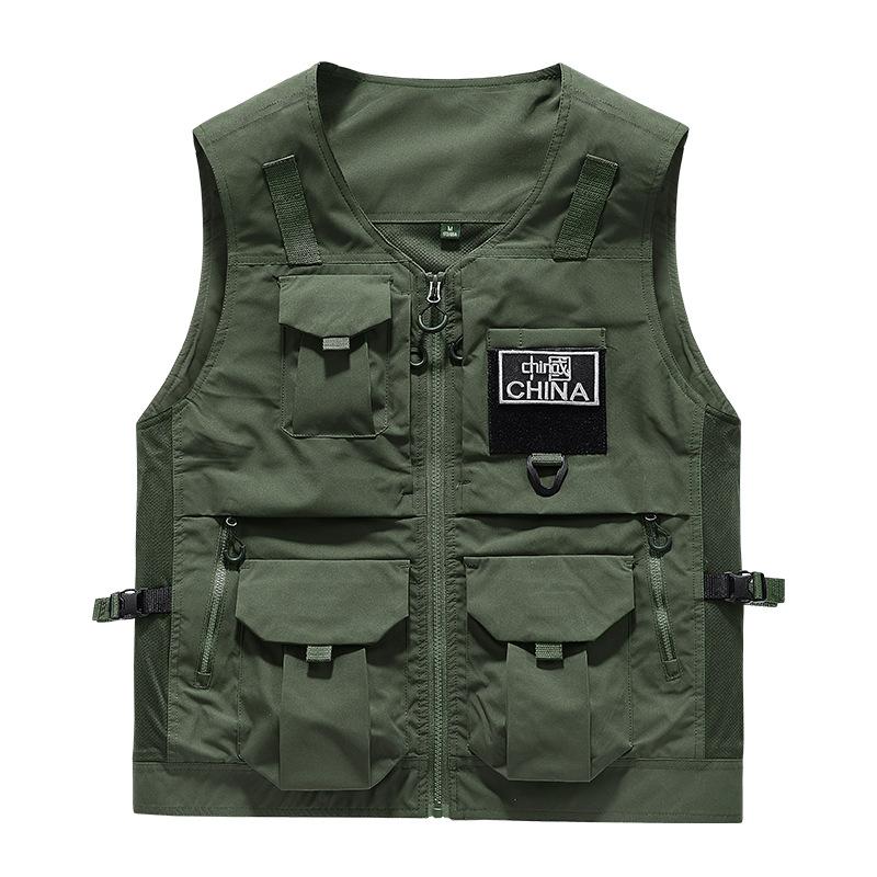 

Chinese Style Men s Vest Autumn Outdoor Camouflage Three-dimensional Patch Pocket Stand Collar Casual Work Vest Jacket XL