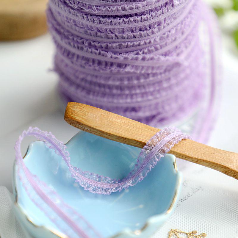 1cm Wide Double-Sided Sheer Elastic Lace Trim for Doll Clothes and Costume Accessories