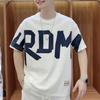 Summer Men T-shirt Letter Print Loose Round Neck Short Sleeves Loose Casual Pullover Youth Student Teenager Daily Wear Sport Top