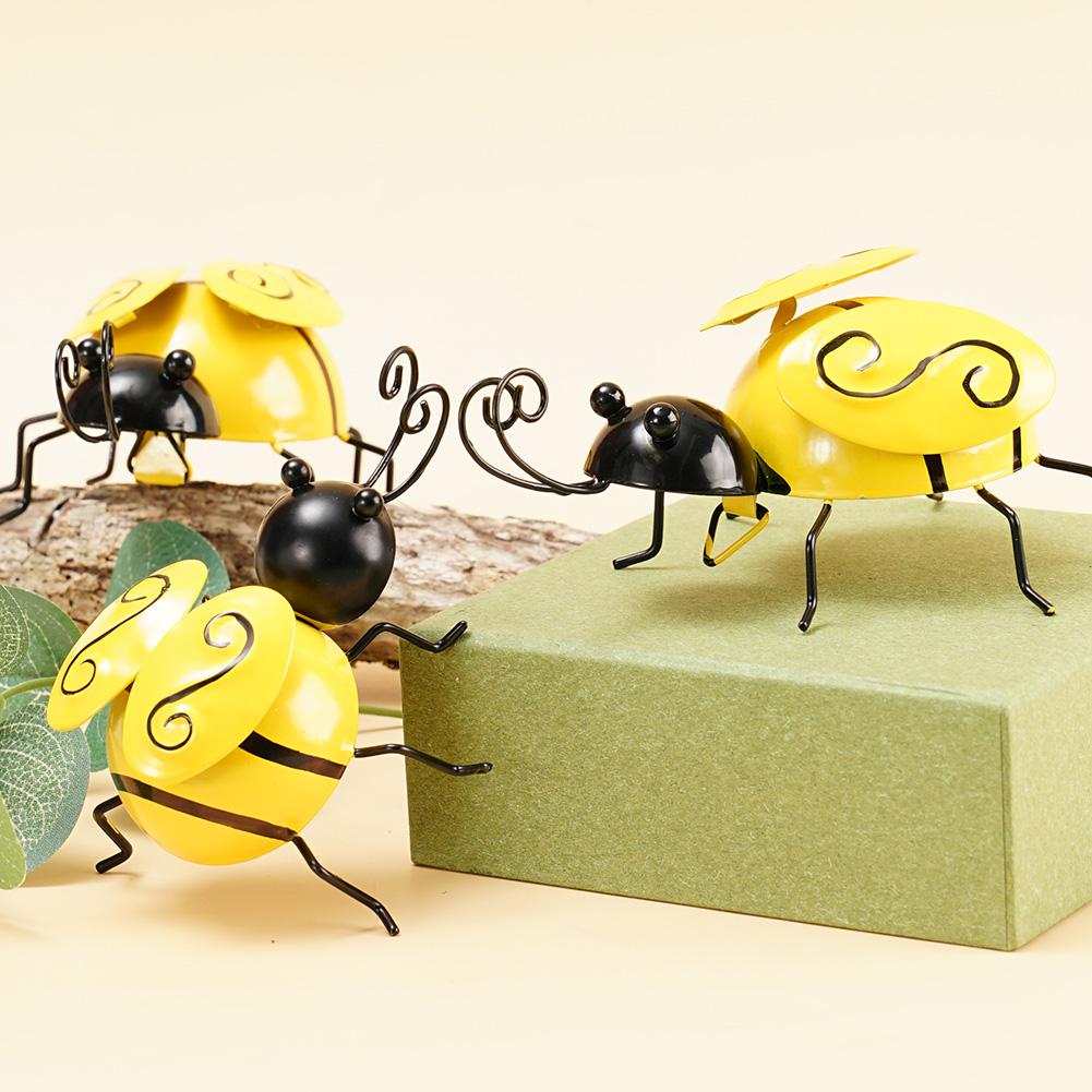 4PCS/SET Decorative Metal Art Bumble Bee Backyard Garden Wall Ornament Accent S8H1