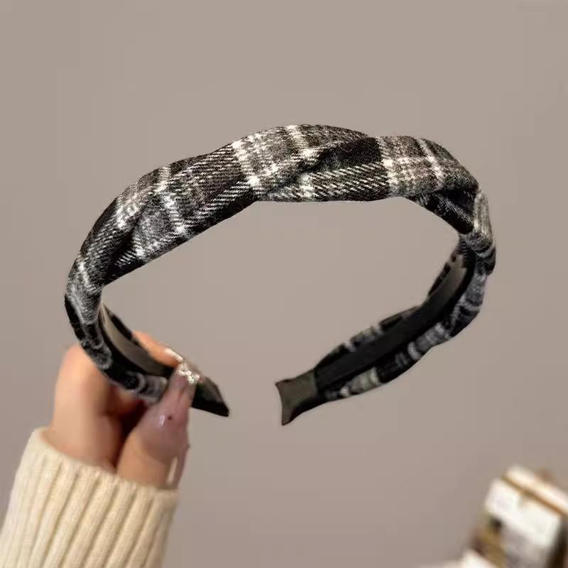 Vintage Plaid Cloth Hairband For Women Girls Sweet Hair Ornament Headband Hair Hoop Elegant Hair Band Hair Accessories