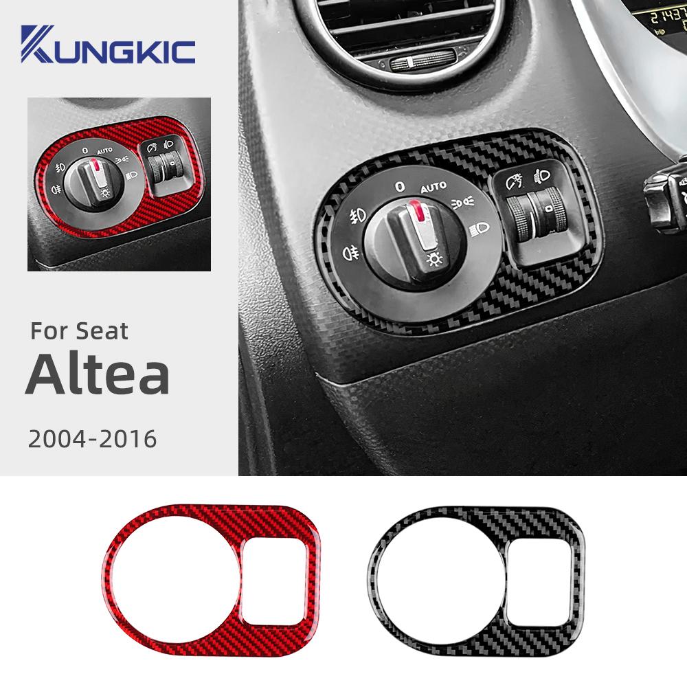 Cadre de Commutateur de Phare de Voiture Autocollant Fibre de Carbone Souple pour Seat Altea 2004-2016 Conduite à Gauche Conduite à Droite Kit d'Accessoires Intérieurs 3D Réels