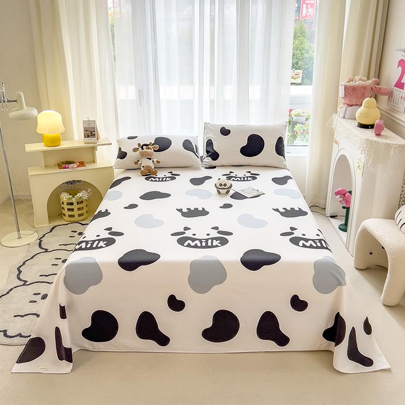 Cute Bear Pattern Bed Sheet Set Cartoon Style 100% Cotton Soft Bed Linen for Kids Boys Girls Bedroom Decoration Bedding Set