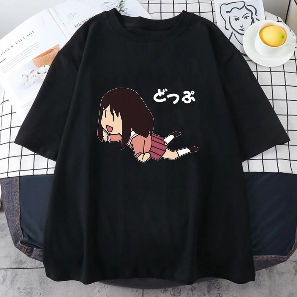 Azumanga Daioh Ayumu Kasuga Tshirts Fly Enjoy Happy Time T-shirts 100% Cotton Cartoon T Shirts Summer Tops