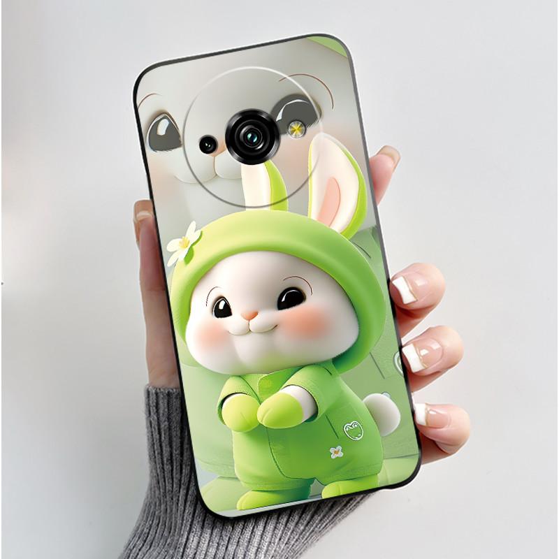 For Oukitel C59 Case Oukitel C59 Pro Cover Luxury Cute Love Rabbit Funny Pattern Black TPU Soft Silicone Protective Phone Case