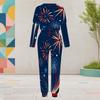 Women Plus Size Printed Round Neck Long Sleeve Cuffed Top And Cuffed Pants Two Piece Set With Pockets