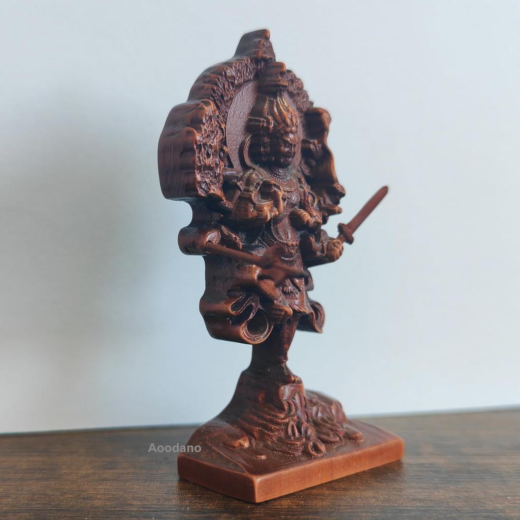 Ususama Myōō Wooden Statue – Total Height 7.2cm, Boxwood Miniature Buddhist Statue, God of the Toilet (Antique Finish)