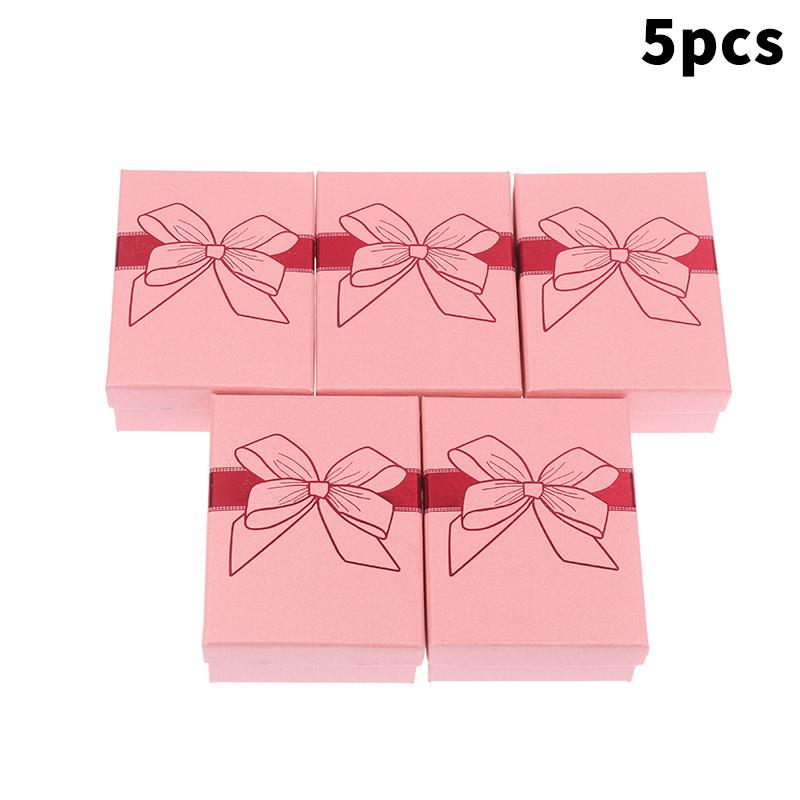 5Pcs Bow Jewelry Box Ring Earrings Bracelets Necklace Organizer Paper Jewelry Gift Packaging Box Wedding Proposal Supplies