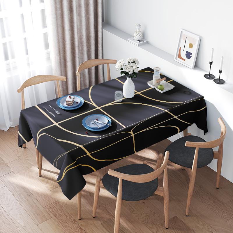 Moderne Tischdecke mit eleganten goldenen Streifen Perfekt für die Heimdekoration Festliche Mahlzeiten! (128 Zeichen)