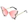 Luxury Diamond Butterfly Sunglasses Women Brand Y2k Vintage Rimless Oversized Sun Glasses Ladies Eyewear Gafas De Sol