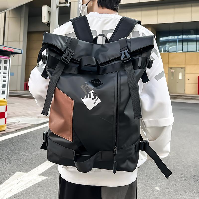 Trendy Brand Roll Mouth Personalized Splicing Schoolbag Fashion Harajuku Men'S And Women'S Large-Capacity Casual Backpack